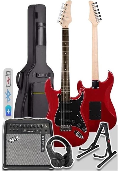 RPH30RD-50AMP Red Elektro Gitar Seti 50 Watt Bluetooth Şarjlı Amfi Kulaklık Full Set modelleri