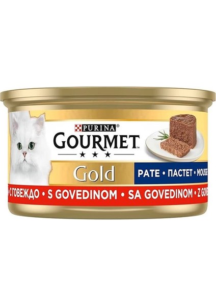 Gold Kıyılmış Sığır Etli Yaş Kedi Maması, Yetişkin, 85 G