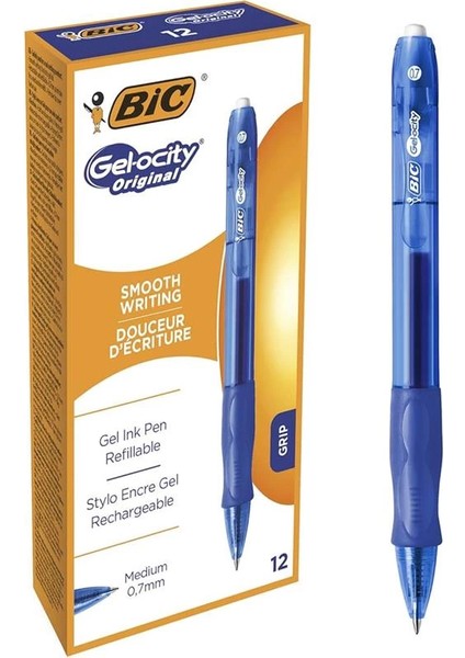 Gel-Ocity Original Jel Kalem, Mavi Jel Kalem 12'li Kutu, 0.7 Mm. Çizgi Genişliği , Yumuşak ve