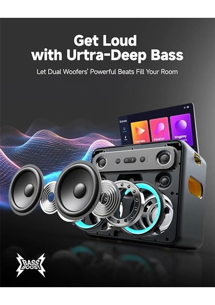 Yetişkinler Için 2024 Akıllı Karaoke Makinesi - Şarkı Sözü Ekranı, 64GB Karaoke Tablet, 2