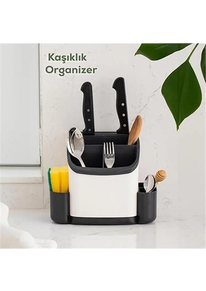 TIM-198 Tezgah Üstü Süngerlikli Kaşıklık Mutfak Düzenleyici - Çok Amaçlı Organizer Bıçaklık