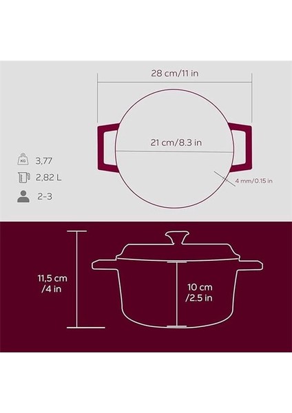 Premium Serisi - Döküm Yuvarlak Tencere, 20 Cm, Majolik Mor indirimleri