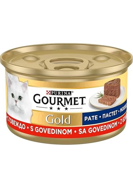 Gold Kıyılmış Sığır Etli Yaş Kedi Maması, Yetişkin, 85 G
