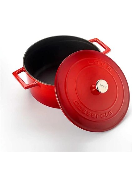 Metal Döküm Yuvarlak Tencere, 24 Cm, Kırmızı fiyatları