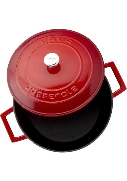 Metal Döküm Yuvarlak Tencere, 24 Cm, Kırmızı modelleri