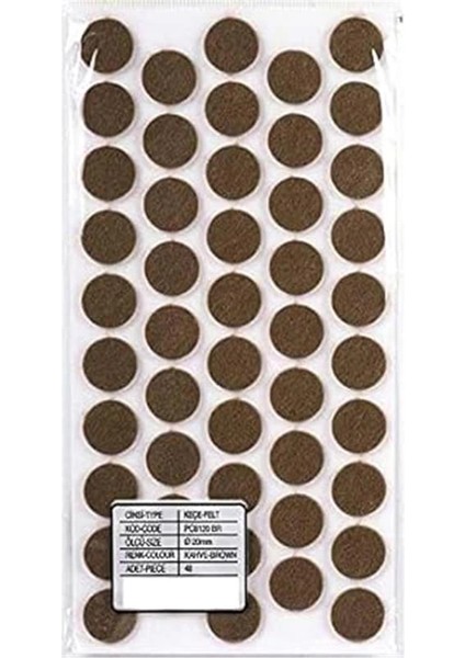Yapışkanlı Keçe Çap 20MM 50 Adet