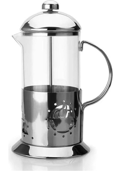 Orret Home Metal Saplı Borosilikat French Press, Termisil Süzgeçli Demlik, Bitki Çayı, Kahve ve Ada
