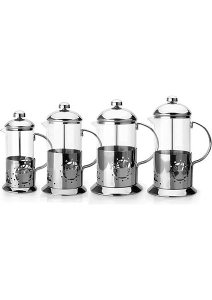 Orret Home Metal Saplı Borosilikat French Press, Termisil Süzgeçli Demlik, Bitki Çayı, Kahve ve Ada