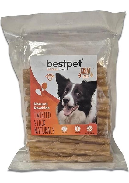 Twisted Stick NATURALS,%100 Doğal Deri Burgu Köpek Ödül Çubuğu 350 gr
