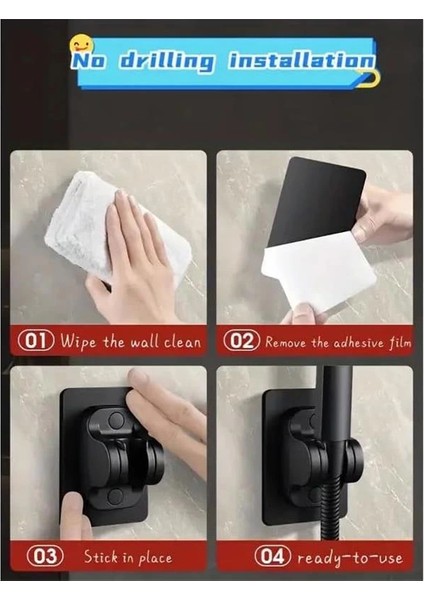 Yapışkanlı Duş Başlığı Tutucu , Ayarlanabilir El Duş Tutacağı Delme Yok Duvara Monte Su fiyatları
