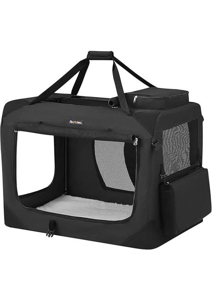 Köpek Kutusu, Köpek Çantası, Katlanabilir, 81 x 58 x 58 Cm, Siyah