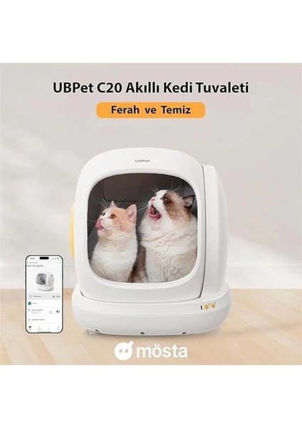 C20 Akıllı Kedi Tuvaleti, Mobil Uygulama Kontrollü, Otomatik Temizleme, Çift Deodorant fiyatları