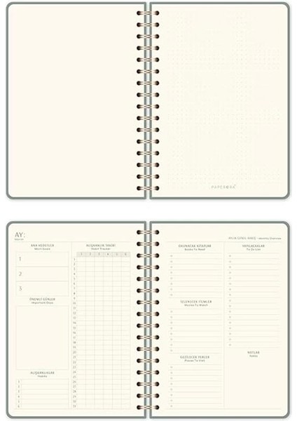 A5 Spiralli Keten Süresiz Planlayıcı Ajanda Yeşil