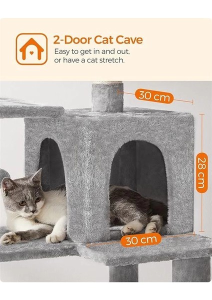 PCT161W01 Tırmalama Ağacı, 143 cm Yüksekliğinde, Kedi Ağacı, Çok Katlı Kedi Evi, 4 indirimleri