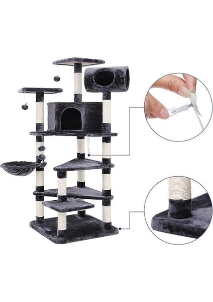 Xxl Tırmanma Direği Kediler Için Çoklu Seviyeli Tırmanma Direği, 165 Cm, Duman Grisi fırsatları