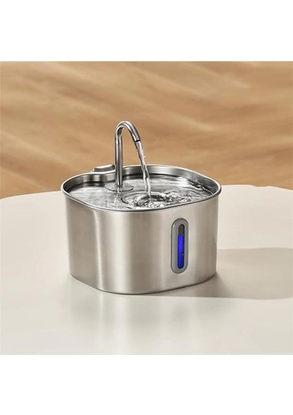 2.2 L Su Seviyesi Göstergeli Paslanmaz Çelik Kedi Köpek Için Su Pınarı Su Çeşmesi Su Sebili Sessiz