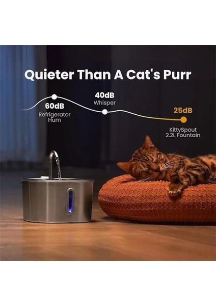2.2 L Su Seviyesi Göstergeli Paslanmaz Çelik Kedi Köpek Için Su Pınarı Su Çeşmesi Su Sebili Sessiz fırsatları