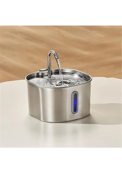 2.2 L Su Seviyesi Göstergeli Paslanmaz Çelik Kedi Köpek Için Su Pınarı Su Çeşmesi Su Sebili Sessiz