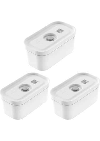 Fresh & Save Vakumlu Yemek Taşıma Kabı, S, Plastik, Beyaz-Gri 3lü Paket