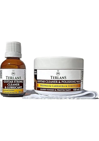 Terlans Gitar Temizlik Bakım Seti 4 Lü Gövde Klavye Temizleyici Parlatıcı Vaks & Tel Yağlayıcı