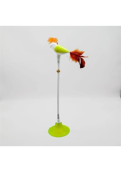 Vantuzlu Yaylı Kuş Kedi Oyuncağı 1 Adet (Limon Yeşili)