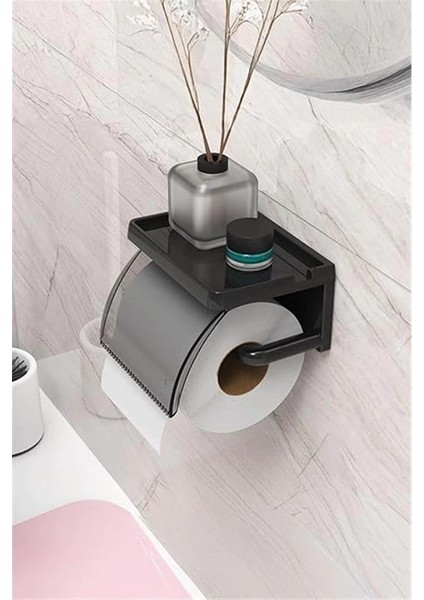 Yapışkanlı Kapaklı Tuvalet Kağıdı Askısı Banyo Tuvalet Kağıtlığı Aparatı Peçetelik