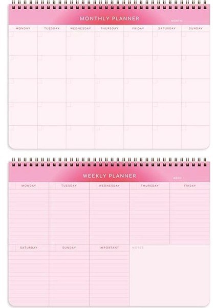 A4 Haftalık ve Günlük 3’lü Masaüstü Süresiz Planlayıcı Set – Aura/kalp