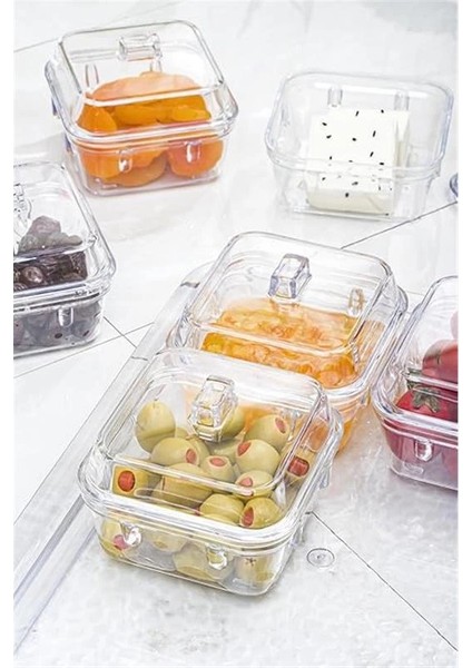Akrilik Şeffaf 6’lı Kapaklı Kahvaltılık Kahvaltı Seti & Saklama Kabı (Cam DEĞILDIR)-1825 indirimleri