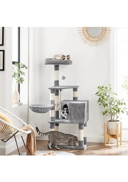 Tırmalama Ağacı, Büyük, 138 cm Yüksekliğinde, Kedi Ağacı, Tırmalama Tahtası ve 9 Tırmalama modelleri