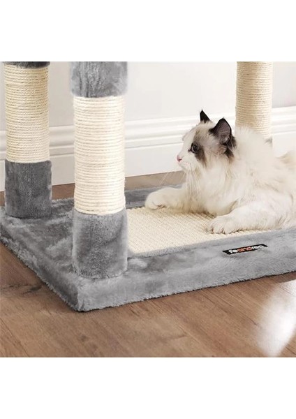 Tırmalama Ağacı, Büyük, 138 cm Yüksekliğinde, Kedi Ağacı, Tırmalama Tahtası ve 9 Tırmalama