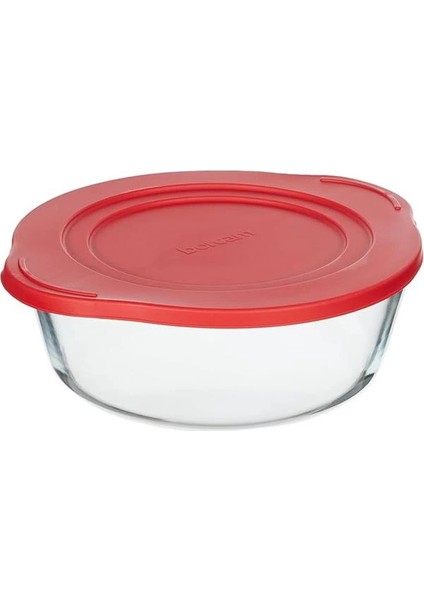 Pasabahce Borcam Yuvarlak Tencere Plastik Kırmızı Kapaklı, 2100 cc