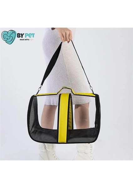 Kedi Taşıma Çantası Şeffaf Seyahat Evcil Hayvan Çantası Büyük Boy Şeffaf Astronot (Sarı)