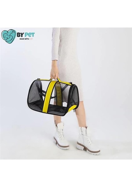 Kedi Taşıma Çantası Şeffaf Seyahat Evcil Hayvan Çantası Büyük Boy Şeffaf Astronot (Sarı)