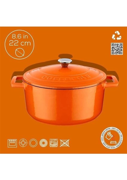 Metal Döküm Yuvarlak Tencere, 22 cm fırsatları