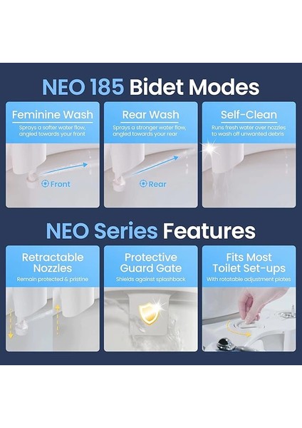 Neo 185 Bidet Kendi Kendini Temizleyen Çift Başlıklı Manuel Tuvalet Aparatı, Beyaz modelleri
