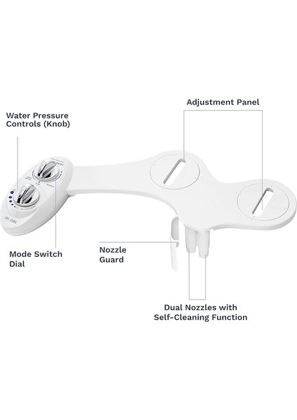 Neo 185 Bidet Kendi Kendini Temizleyen Çift Başlıklı Manuel Tuvalet Aparatı, Beyaz