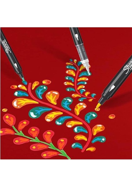 Sharpıe Creative Marker Akrilik Boya Kalemleri | Su Bazlı Boya Kalemi Fırça Uçlu | Mürekkep Kağıdı
