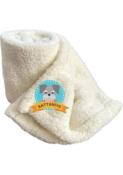 Beylini Kedi Köpek Battaniyesi Premium Peluş Evcil Hayvan Uyku Battaniyesi Yıkanabilir Krem (60X80)