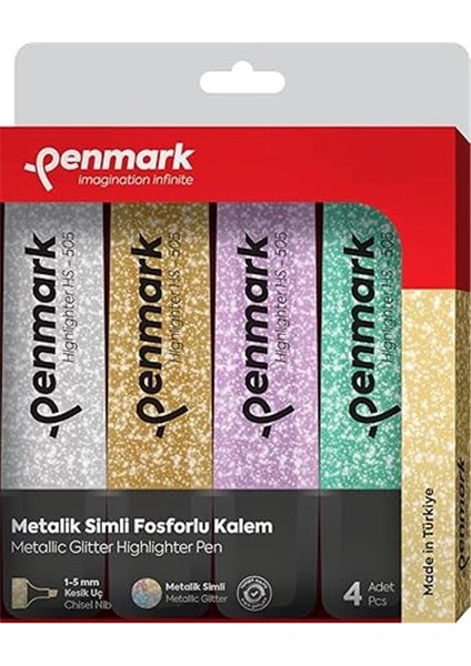 Fosforlu Kalem 4'lü Karışık Renk Simli fiyatları