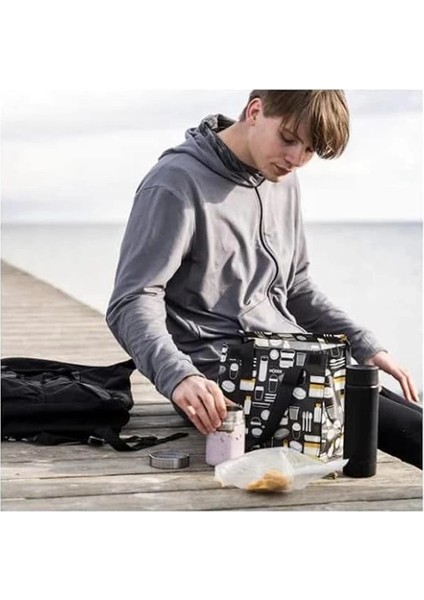 || Beslenme Çantası | Saklama Çantası | Desenli Gri | Malzemeler: %100 Polipropilen | Ofis / indirimleri