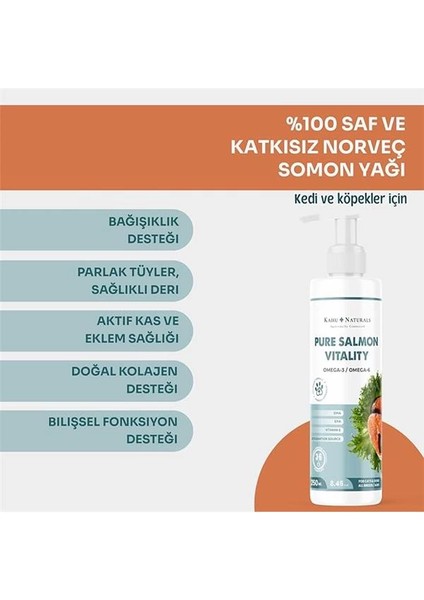 Pure Salmon VITALITY%100 Doğal Norveç Somon Yağı, Omega 3 ve 6, E Vitamini, Kedi ve fiyatları