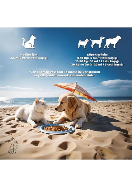 Pure Salmon VITALITY%100 Doğal Norveç Somon Yağı, Omega 3 ve 6, E Vitamini, Kedi ve