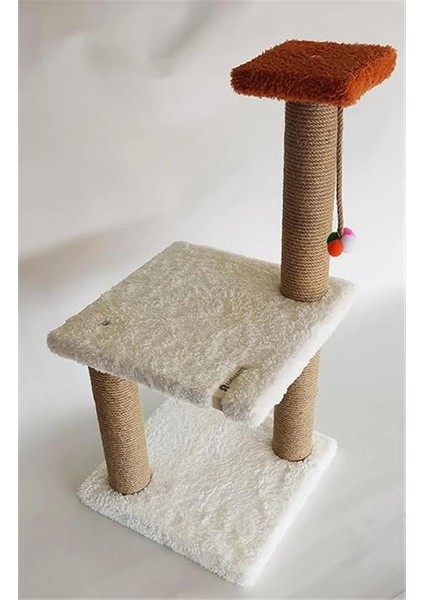 Iki Katlı Yavru Beyaz Kedi Tırmalama Tahtası