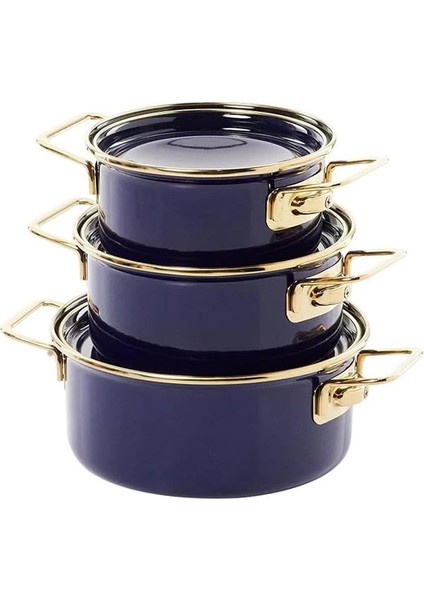 Piraye Emaye 3'lü Tencere Seti Lacivert fiyatları