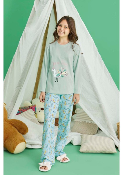 Genç Kız Aydoğan Pamuklu Pijama Takımı 240769 Mint