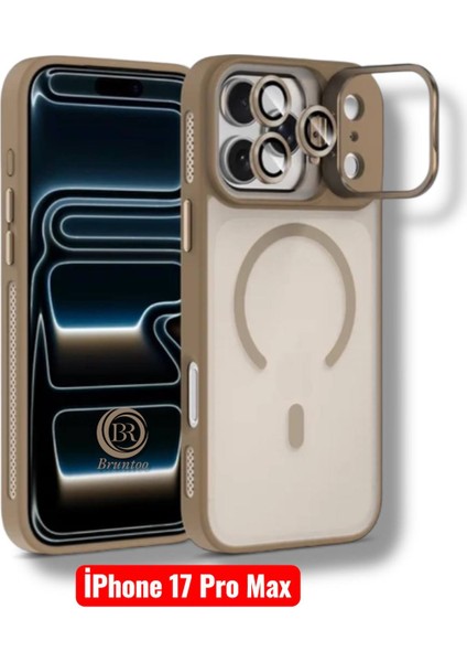 Apple Iphone 17 Pro Max ile Uyumlu Mat Serisi Standlı Kapak Magsafe Kılıf +Lens Koruma .