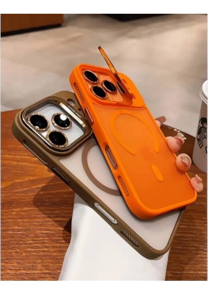 Apple Iphone 17 Pro Max ile Uyumlu Mat Serisi Standlı Kapak Magsafe Kılıf +Lens Koruma . modelleri