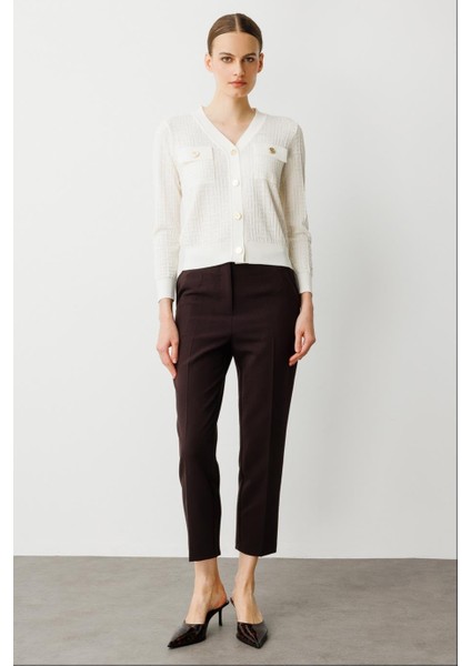 V Yaka Onü Cepli Ekru Kadın Hırka 50912-2Y5 fiyatları