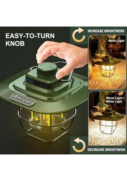 Kamp Lambası Feneri LED Kamp Feneri Suya Dayanıklı 5.000 Mah Açık Yürüyüş Için Kamp Işık Lambası Elektrik Kesintisi Acil Ev Arka Bahçe Verandası Balkon Teras fiyatları