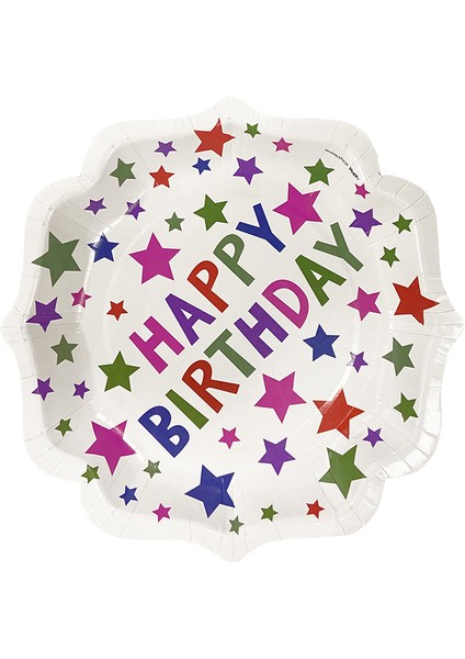 Tabak Karton White Star Çiçek Görümlü 23 cm 8li Doğum Günü Tabağı fiyatları